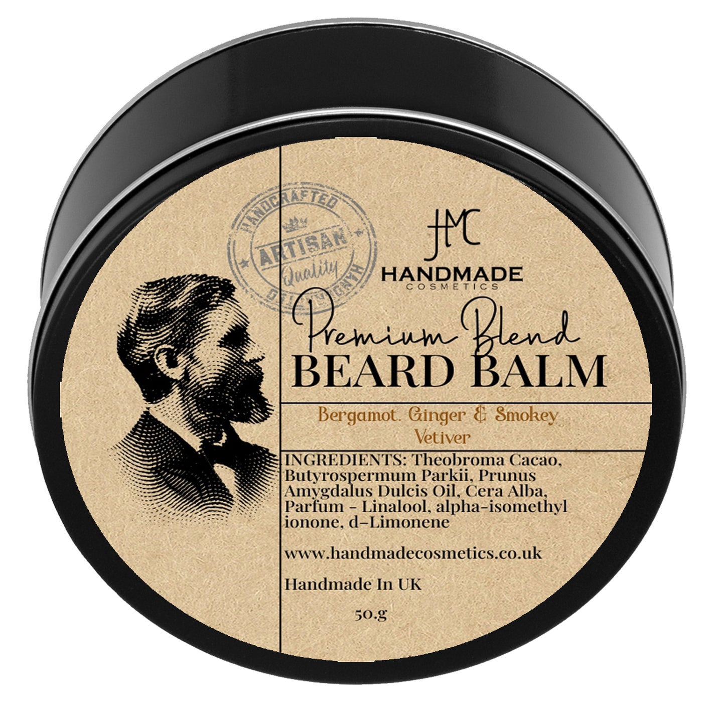 Bergamot Ginger Smokey Vetiver Beard Balm Styling Men Grooming Beard Care 50g