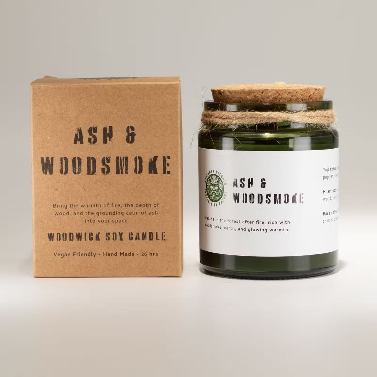 Ash & Woodsmoke Candle – Natural Soy Wax & Wooden Wick