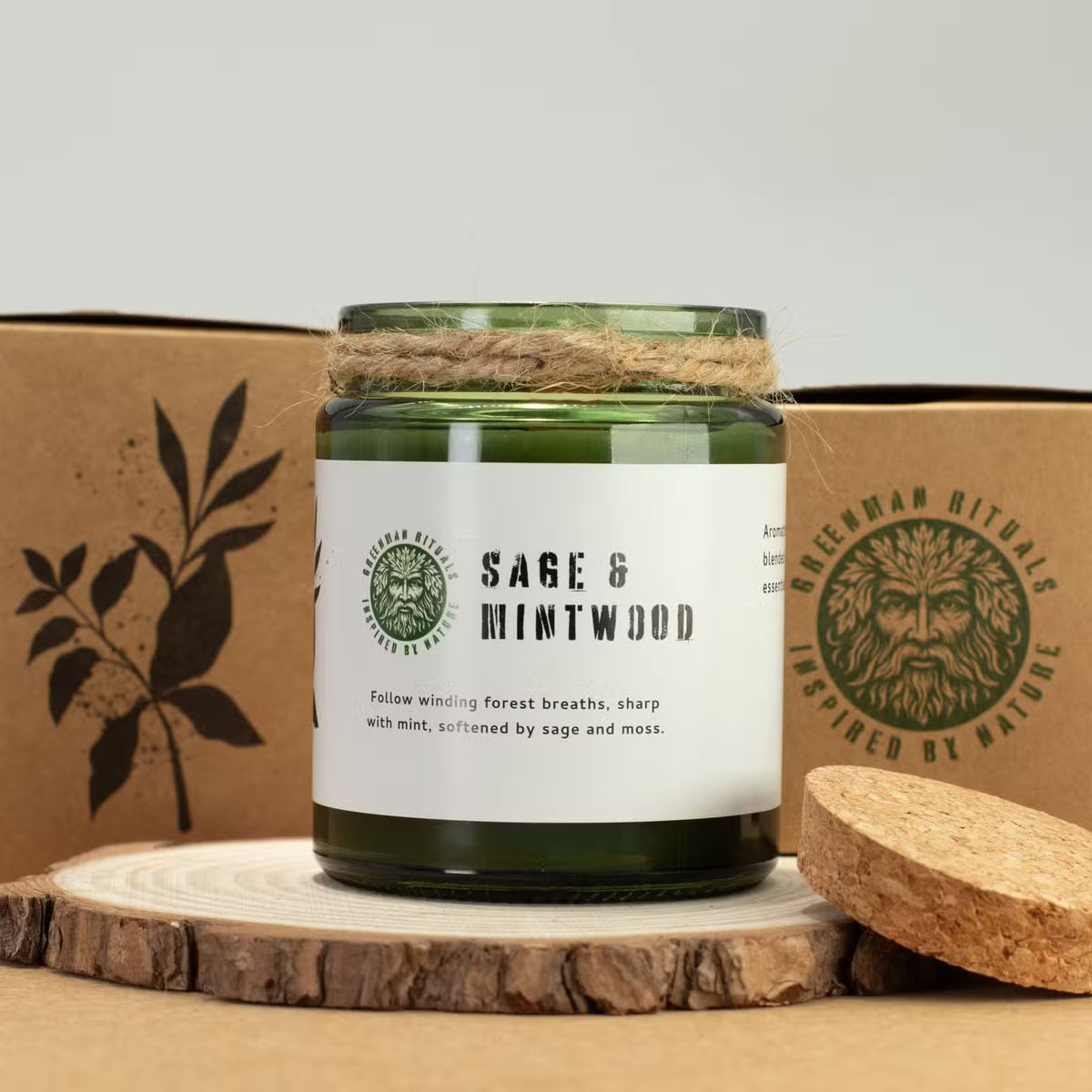 Sage & Mintwood Candle – Natural Soy Wax & Wooden Wick