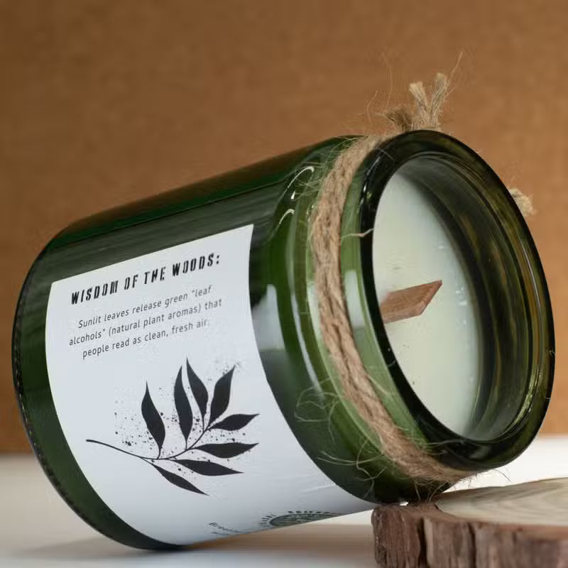 Leaves and Linen Candle – Natural Soy Wax & Wooden Wick