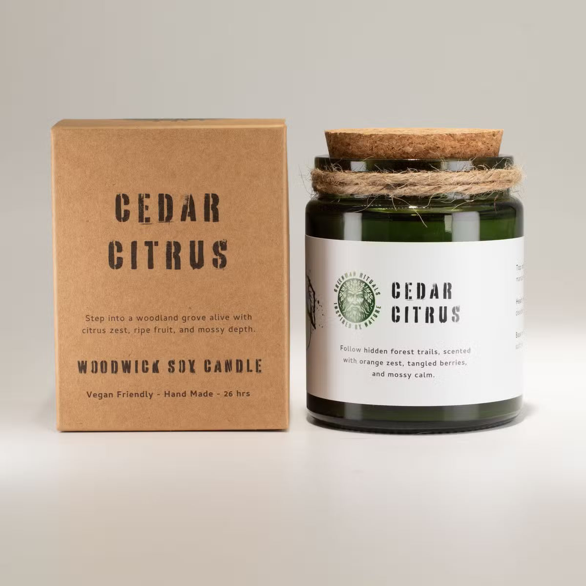 Cedar Citrus Candle – Natural Soy Wax & Wooden Wick
