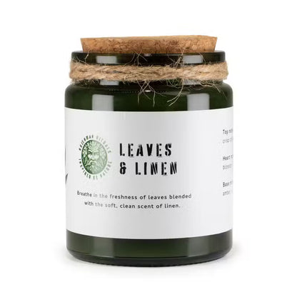 Leaves and Linen Candle – Natural Soy Wax & Wooden Wick