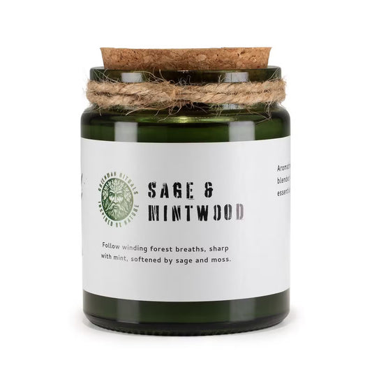 Sage & Mintwood Candle – Natural Soy Wax & Wooden Wick