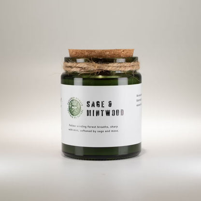 Sage & Mintwood Candle – Natural Soy Wax & Wooden Wick