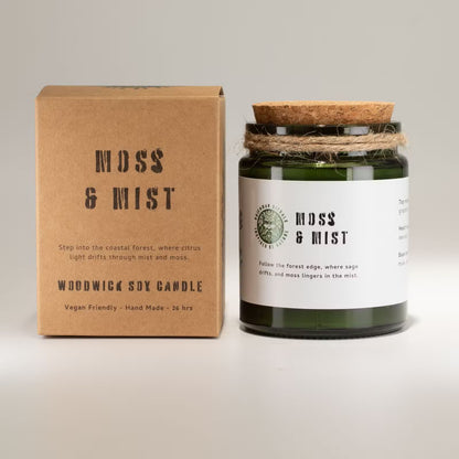 Moss & Mist Candle – Natural Soy Wax & Wooden Wick