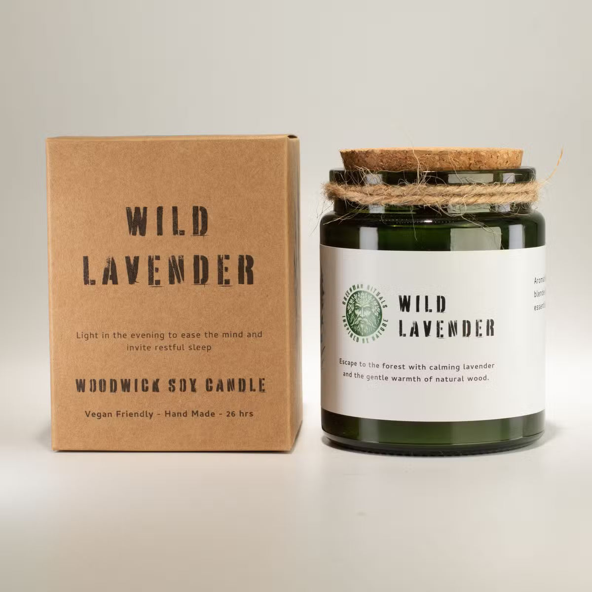 Wild Lavender Essential Oil Candle – Natural Soy Wax & Wooden Wick